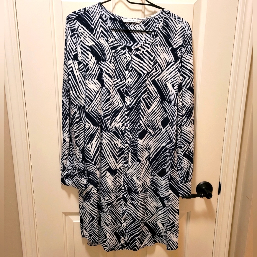💙 Trina Turk Mod Blue Print Tunic dress XL